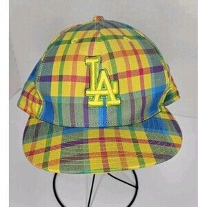 Los Angeles Dodgers MLB Plaid New Era 59Fifty Cap Size 7 3/4 Colorful